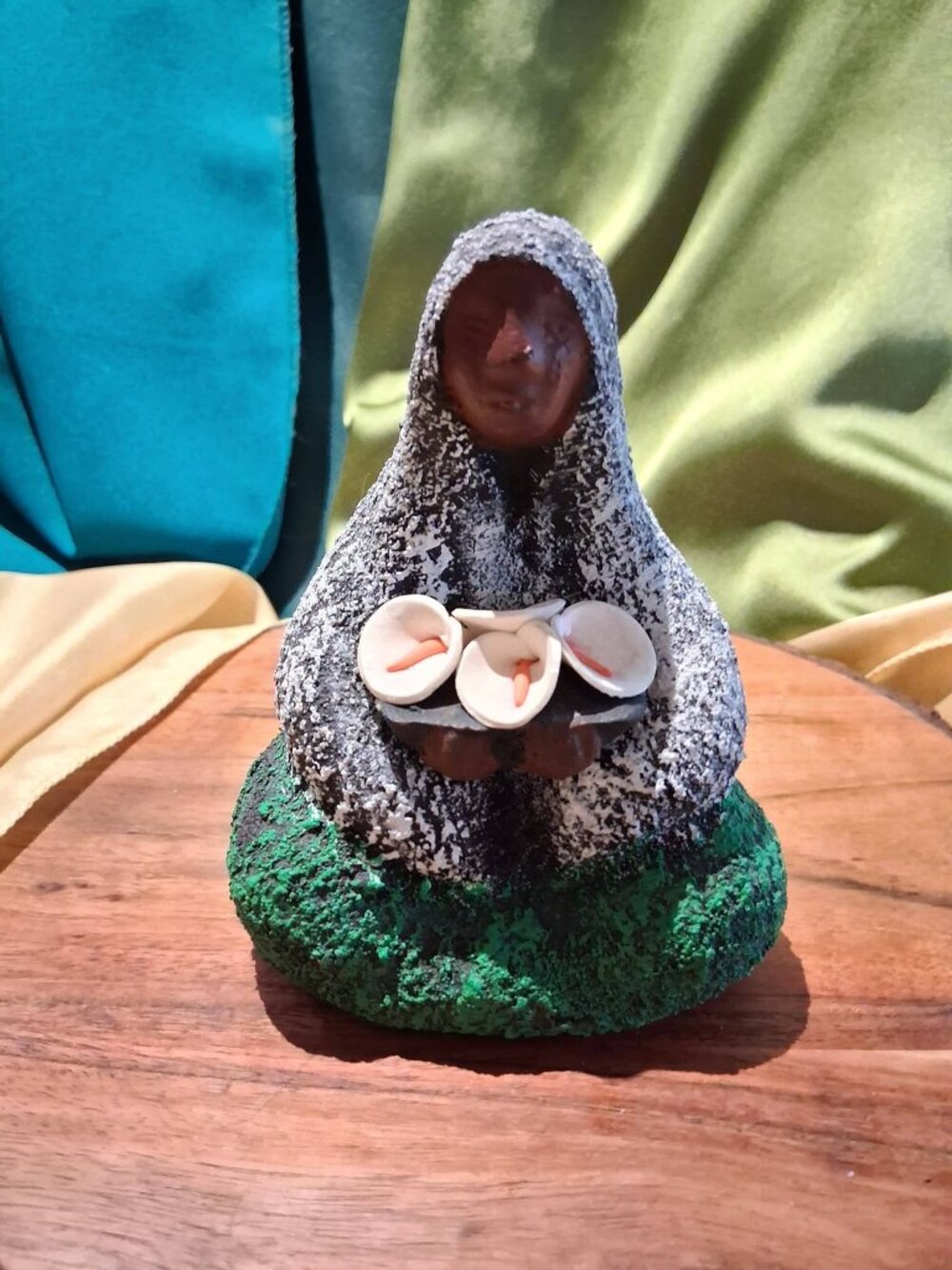Handmade Southwestern Native American Style Ceramic Sculpture with Calla Lilies